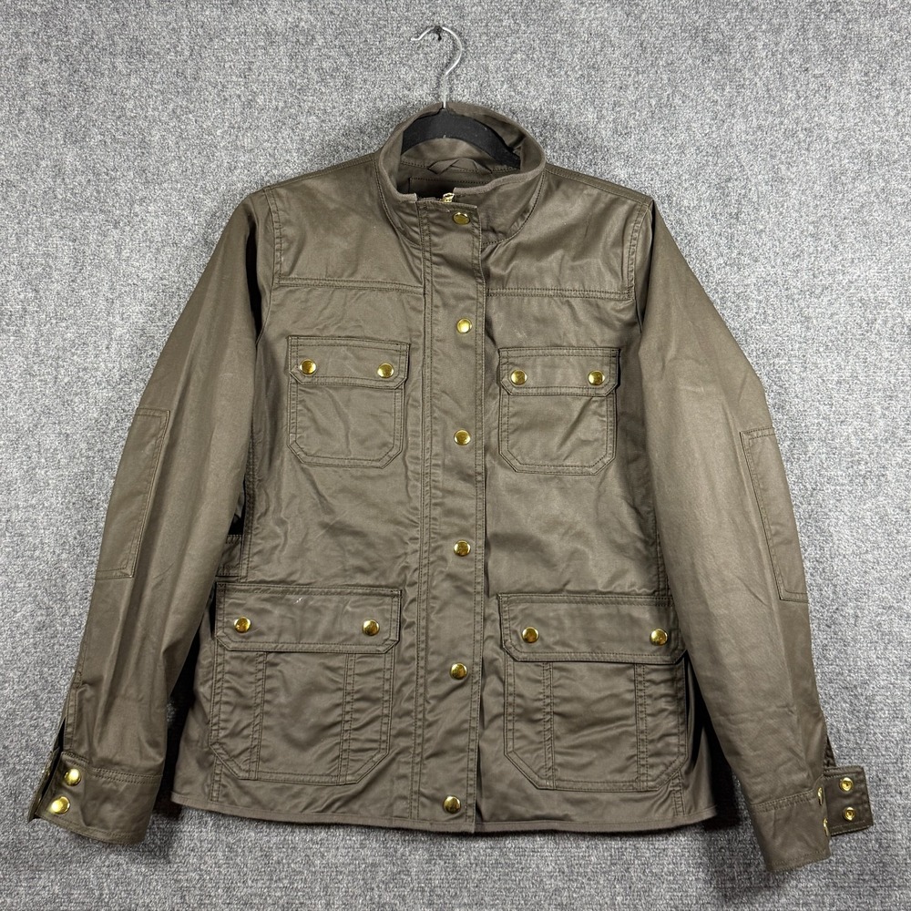 J.Crew Downtown Field Black Military Utility Jacket Olive Green Zip Up Small